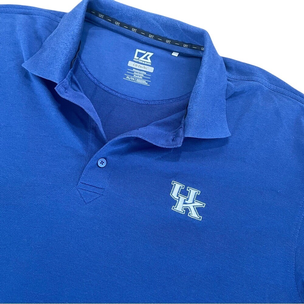 Cutter & Buck Mens Kentucky Wildcats Polo Shirt XL Blue CB DryTec NCAA Golf